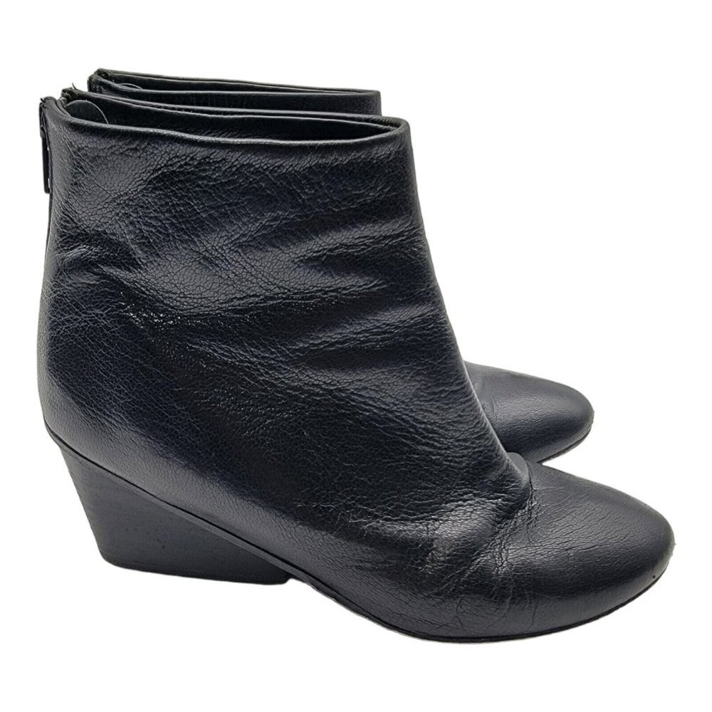 Sesto Meucci  Ankle Boots Women 8N Black Leather Heels Booties Italian Ladies